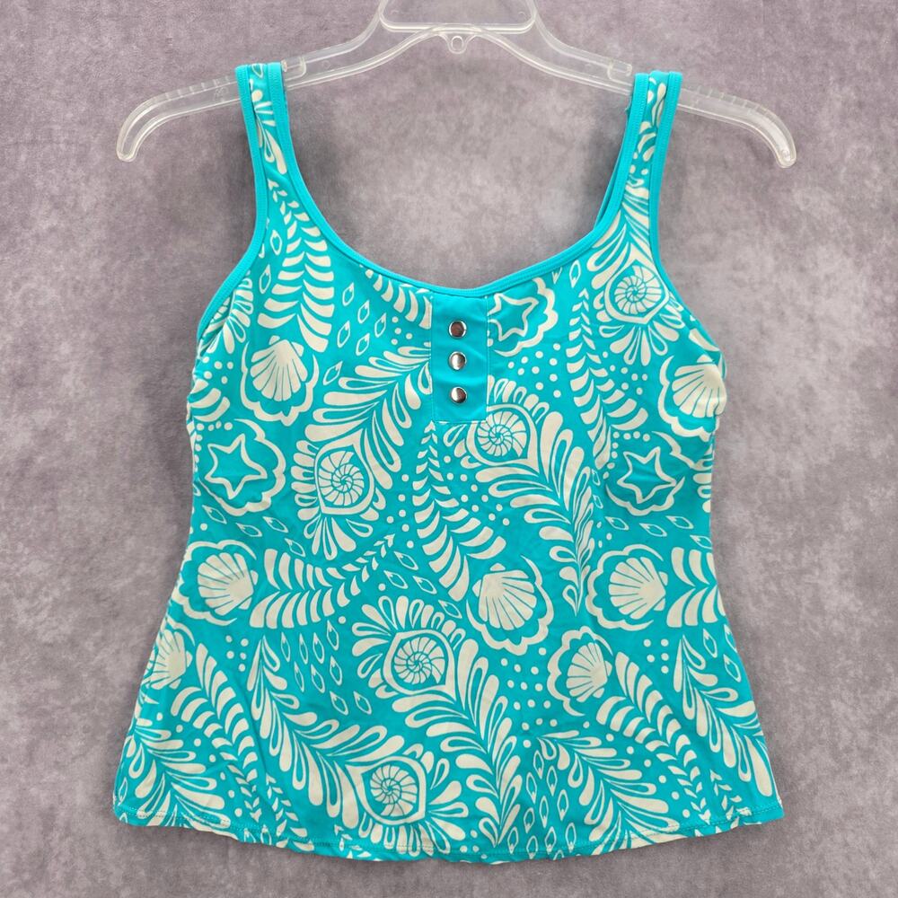 Kim Rogers Blue Floral Padded Swimwear Tankini Tank Top Medium M‎